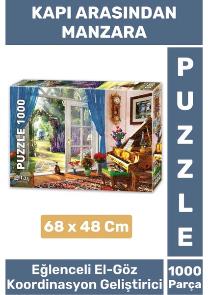El Göz Koordinasyon Beceri Görsel Algı Geliştirici 1000 Parça Çocuk Puzzle Kapı Arasından Manzara