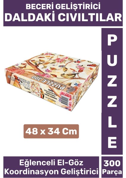 Premium Eğlenceli El Göz Koordinasyon Beceri Geliştirici Çocuk 300 Parça Puzzle Daldaki Cıvıltılar
