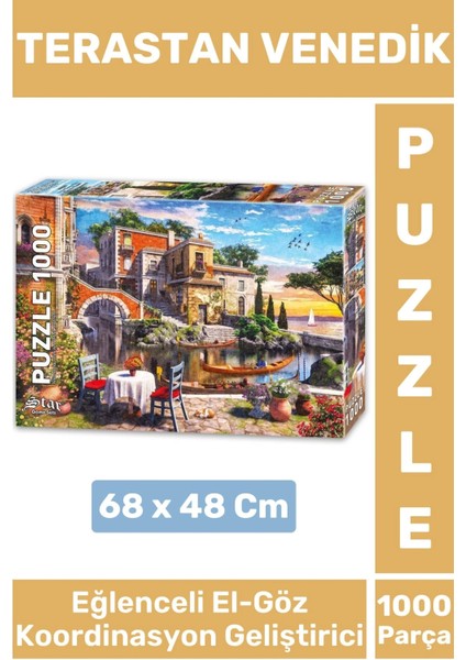 Eğlenceli Koordinasyon Beceri Görsel Algı Geliştirici Çocuk 1000 Parça Puzzle Terastan Venedik
