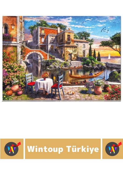 Eğlenceli Koordinasyon Beceri Görsel Algı Geliştirici Çocuk 1000 Parça Puzzle Terastan Venedik modelleri