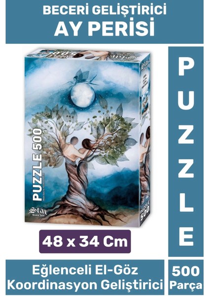 Eğlenceli El Göz Koordinasyon Beceri Görsel Algı Geliştirici Çocuk 500 Parça Puzzle Ay Perisi
