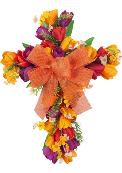 Çiçek Çelenk Kapı Çelenk Festivali Paskalya Çelenk Turuncu (Yurt Dışından)