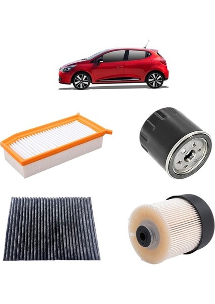 Renault Clio 4 4Lü Karbon Filtre Bakım Seti 1.5 Dci 2012-Sonrası KİT1064F