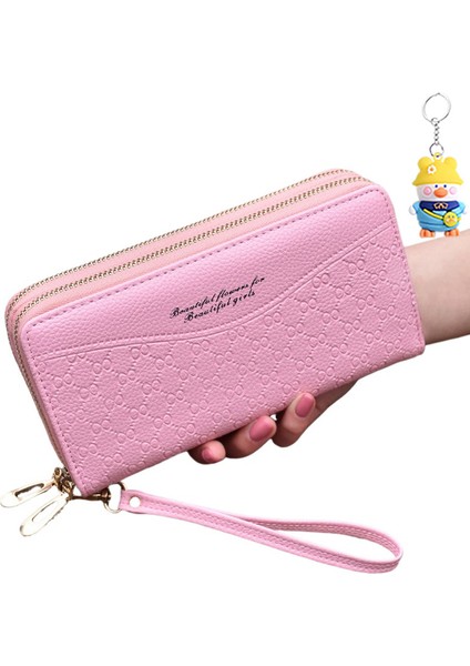 Bayan Cüzdan Uzun Büyük Kapasiteli Çift Fermuarlı Clutch Cüzdan Kadın Çift Katmanlı Clutch Cüzdan (Yurt Dışından)