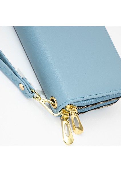 Bayanlar Uzun Cüzdan Moda Çift Fermuar Büyük Kapasiteli Bileklik Cep Telefonu Clutch (Yurt Dışından)