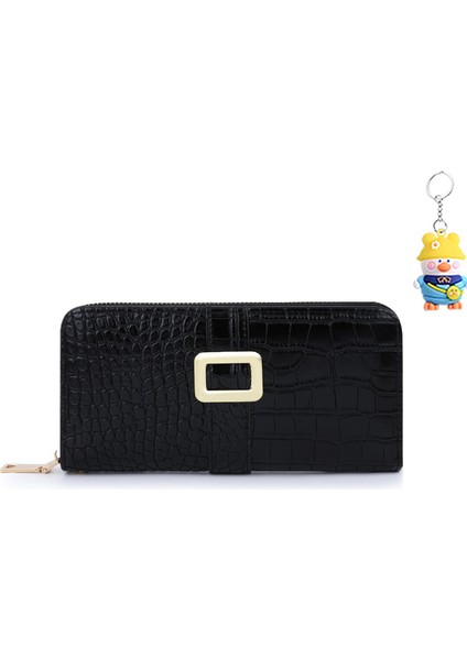 Fermuarlı Clutch Moda Bayan Uzun Cüzdan Çantası Çoklu Kart Yuvası Kart Tutucu Para Cüzdanı (Yurt Dışından)