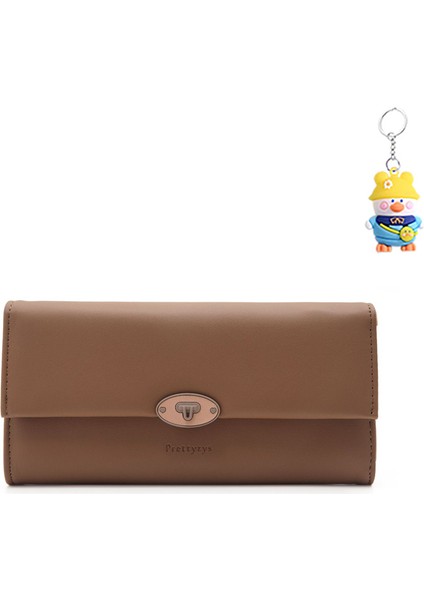 Bayanlar Cüzdan Uzun Moda Büyük Kapasiteli Toka Üç Katlı Clutch Çoklu Kart Yuvası Cüzdan (Yurt Dışından)