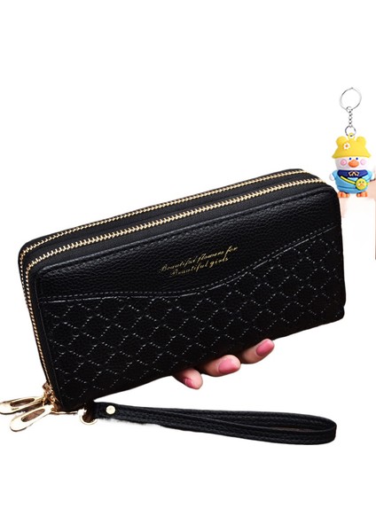Bayan Cüzdan Uzun Büyük Kapasiteli Çift Fermuarlı Clutch Cüzdan Kadın Çift Katmanlı Clutch Cüzdan (Yurt Dışından)