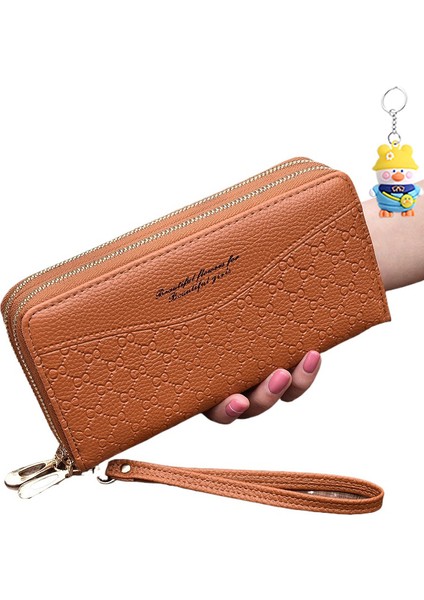 Bayan Cüzdan Uzun Büyük Kapasiteli Çift Fermuarlı Clutch Cüzdan Kadın Çift Katmanlı Clutch Cüzdan (Yurt Dışından)