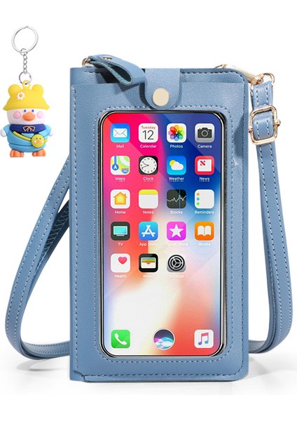 Cep Telefonu Çantası Kadın Çok Fonksiyonlu Dokunmatik Ekran Tek Omuz Crossbody Küçük Çanta Şeffaf Cep (Yurt Dışından)
