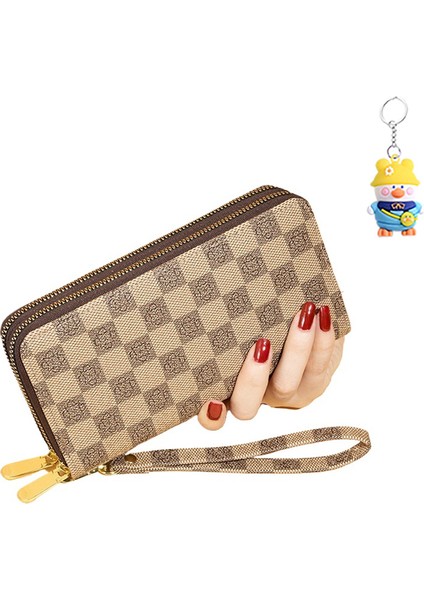 Cüzdan Kadın Büyük Kapasiteli Clutch Çift Fermuarlı Cep Telefonu Çantası Kart (Yurt Dışından)