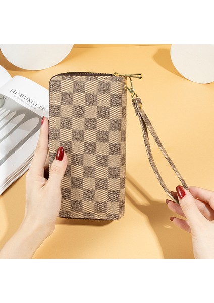 Cüzdan Kadın Büyük Kapasiteli Clutch Çift Fermuarlı Cep Telefonu Çantası Kart (Yurt Dışından) modelleri