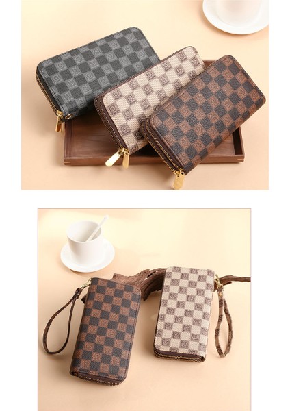 Bayanlar Uzun Cüzdan Moda Çift Fermuarlı Büyük Kapasiteli Cep Telefonu Çantası Clutch (Yurt Dışından)