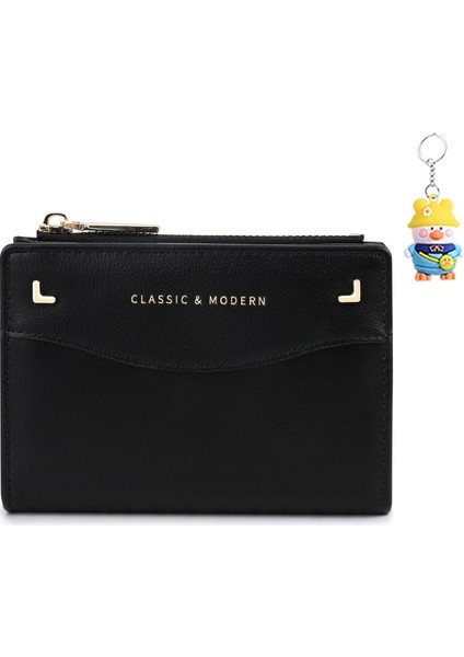 Kısa Iki Katlı Moda Bayan Cüzdan Basit Fermuarlı Para Cüzdanı (Yurt Dışından)