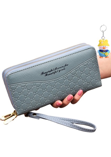 Bayan Cüzdan Uzun Büyük Kapasiteli Çift Fermuarlı Clutch Cüzdan Kadın Çift Katmanlı Clutch Cüzdan (Yurt Dışından)