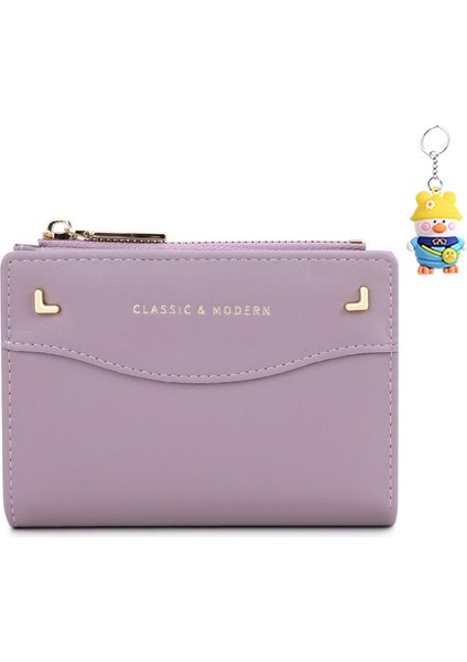 Kısa Iki Katlı Moda Bayan Cüzdan Basit Fermuarlı Para Cüzdanı (Yurt Dışından)
