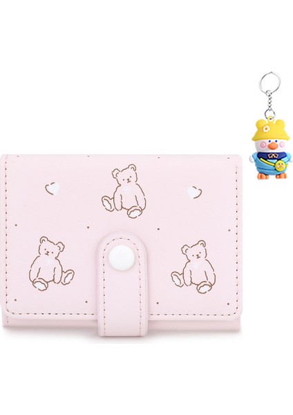Pembe Ayı Sevimli Kartvizit Kimlik Kart Tutucu Kız Kısa Cüzdan (Yurt Dışından)
