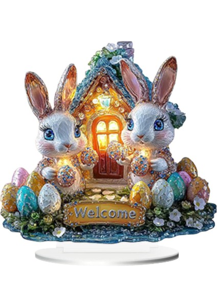 Akrilik Paskalya Tavşanı Dekor Ideal Hediye 2d Tatil Ev Köşesi 20.4CMX20CM Için Düz Işaret (Yurt Dışından)