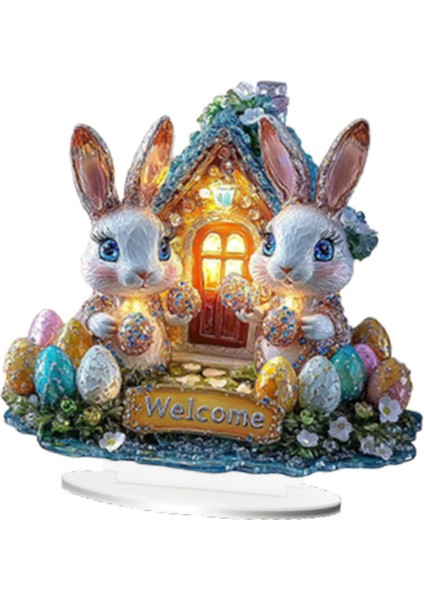 Akrilik Paskalya Tavşanı Dekor Ideal Hediye 2d Tatil Ev Köşesi 20.4CMX20CM Için Düz Işaret (Yurt Dışından) fiyatları