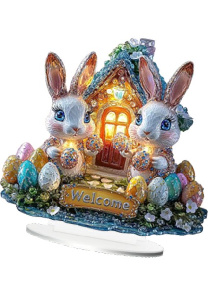 Akrilik Paskalya Tavşanı Dekor Ideal Hediye 2d Tatil Ev Köşesi 20.4CMX20CM Için Düz Işaret (Yurt Dışından) fırsatları