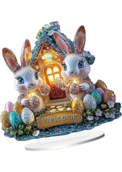 Akrilik Paskalya Tavşanı Dekor Ideal Hediye 2d Tatil Ev Köşesi 20.4CMX20CM Için Düz Işaret (Yurt Dışından) indirimleri