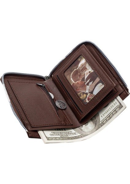 Erkek Kısa Cüzdan Çoklu Kart Yuvası Kart Tutucu Iş Cüzdanı Erkek Basit Para Cüzdanı (Yurt Dışından) indirimleri