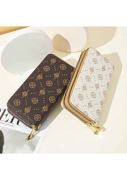 Çift Fermuarlı Clutch Baskılı Cüzdan Kadın Uzun Büyük Kapasiteli Çift Katmanlı Cüzdan Cep Telefonu Küçük (Yurt Dışından) fiyatları