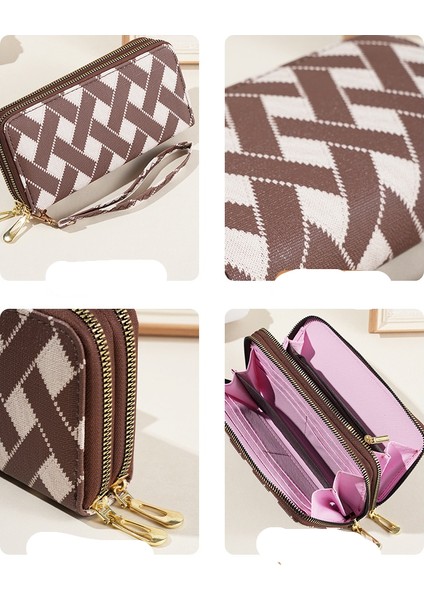 Cüzdan Kadın Moda Çift Fermuarlı Büyük Kapasiteli Cep Telefonu Çantası Çoklu Kart Yuvası Değişim Clutch (Yurt Dışından) fırsatları
