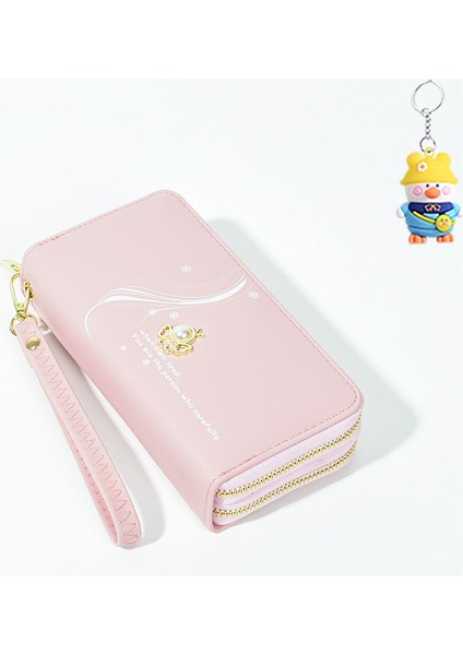 Çift Fermuarlı Cüzdan Bayanlar Uzun Büyük Kapasiteli Clutch Öğrenci Çift Katmanlı Cüzdan Değişim Cep Telefonu Çantası (Yurt Dışından)