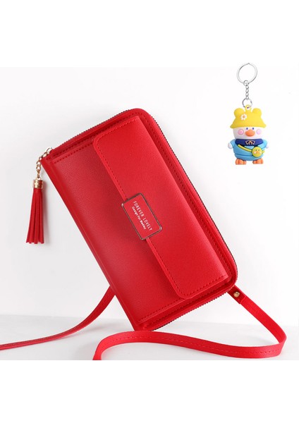 Büyük Kapasiteli Cep Telefonu Çantası Küçük Omuz Crossbody Fermuarlı Çanta Çok Fonksiyonlu Uzun Clutch Bayan Cüzdanı (Yurt Dışından)