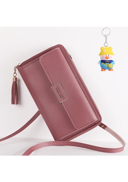 Büyük Kapasiteli Cep Telefonu Çantası Küçük Omuz Crossbody Fermuarlı Çanta Çok Fonksiyonlu Uzun Clutch Bayan Cüzdanı (Yurt Dışından)