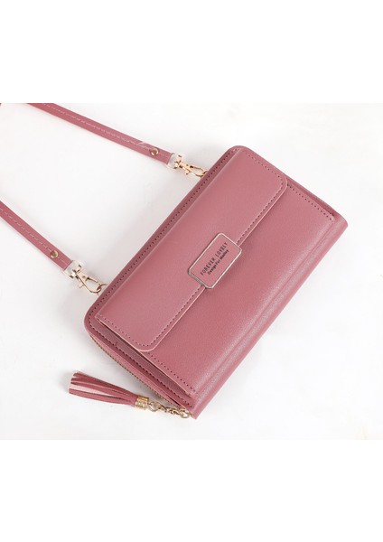 Büyük Kapasiteli Cep Telefonu Çantası Küçük Omuz Crossbody Fermuarlı Çanta Çok Fonksiyonlu Uzun Clutch Bayan Cüzdanı (Yurt Dışından)