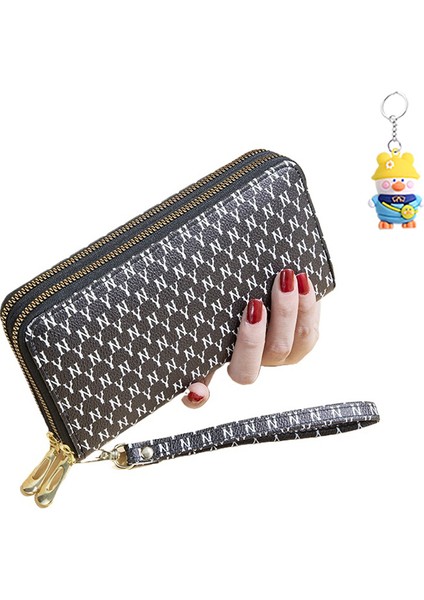 Uzun Bayan Cüzdan Çift Fermuarlı Büyük Kapasiteli Clutch Kart Tutucu (Yurt Dışından)