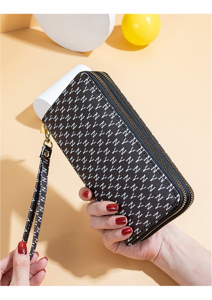Uzun Bayan Cüzdan Çift Fermuarlı Büyük Kapasiteli Clutch Kart Tutucu (Yurt Dışından) indirimleri