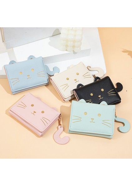 Kısa Kadın Üç Katlı Cüzdan Sevimli Kedi Kart Tutucu Çoklu Kart Yuvası Karikatür Para Cüzdanı Öğrenci Cüzdanı (Yurt Dışından) fiyatları