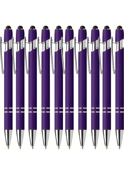 Stylus Uçlu Premium Derin Mor Tükenmez Kalemler 10 Adet- Pürüzsüz Yazma ve Dokunmatik Ekran Kontrolü (Yurt Dışından)