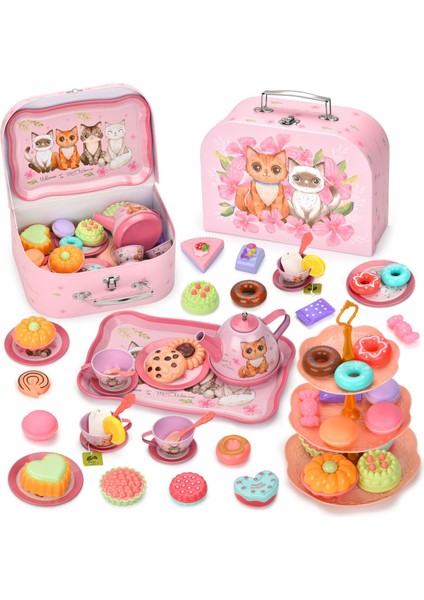 Kız Oyun Evi Ikindi Çayı Çay Seti Simülasyon Tatlı Kek Kahve Çay Molası Elde Taşınabilir Hediye Seti Çocuk Oyuncakları Hediyeler (Yurt Dışından)