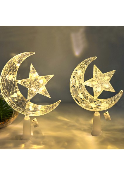 Şeffaf Parlayan Yıldız ve Ay Süsleri Dekoratif LED Sıcak Işık (Yurt Dışından)