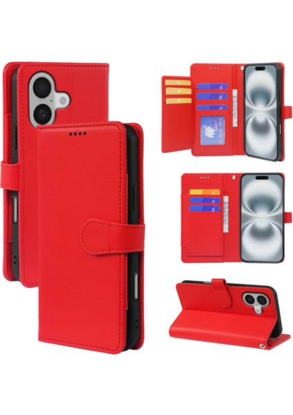 iPhone 16 Plus Pu Deri Standlı Telefon Kapağı (Yurt Dışından)