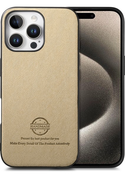 iPhone 15 Pro Kumaş Doku Deri + Pc + Tpu Düşmeyi Önleyici Telefon Kapağı (Yurt Dışından)