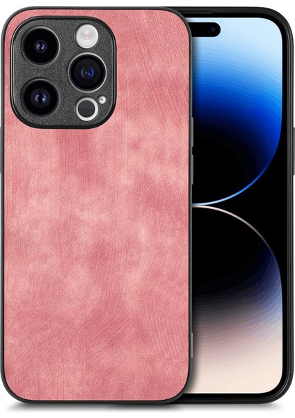 iPhone 15 Pro Max Darbeye Dayanıklı Ince Retro Deri Telefon Arka Kapağı (Yurt Dışından)