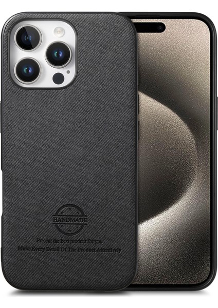 iPhone 15 Pro Kumaş Doku Deri + Pc + Tpu Düşmeyi Önleyici Telefon Kapağı (Yurt Dışından)