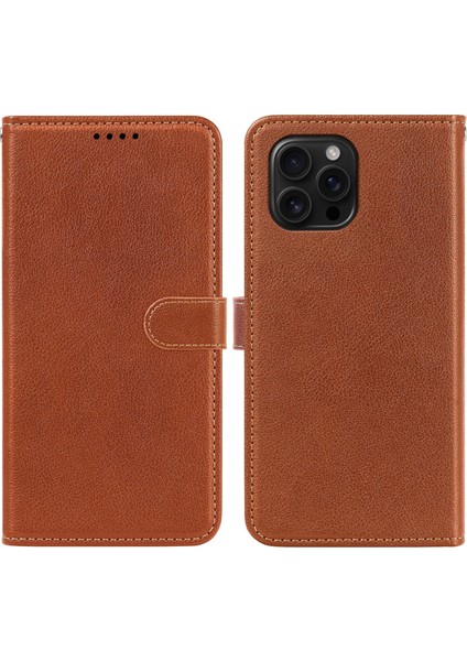 iPhone 14 Pro Deri Kılıf Litchi Doku Cüzdan Rfıd Engelleme Telefon Kapağı (Yurt Dışından)