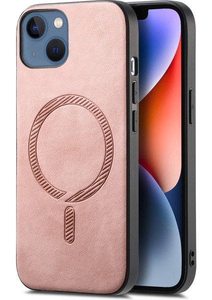 iPhone 14 Plus Deri Arka Kılıf Magsafe ile Uyumlu Ten-Dokunmatik Telefon Kapağı (Yurt Dışından)