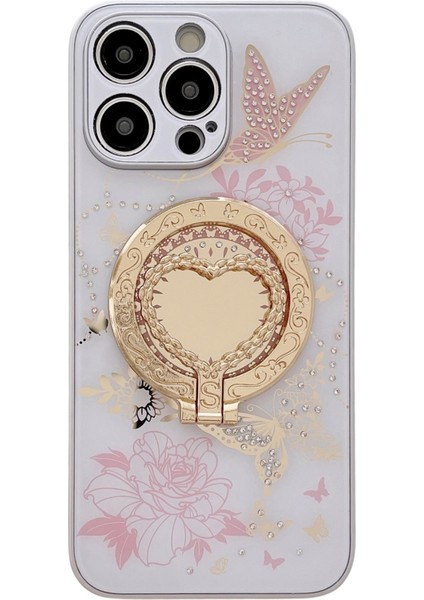 iPhone 15 Pro Max Manyetik Kılıf Kalp Şekli Kickstand Tpu + Pc Telefon Kapağı (Yurt Dışından)