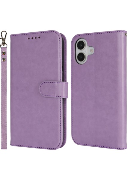 iPhone 16 Plus Dokulu Cüzdan Deri Flip Telefon Kapağı (Yurt Dışından)