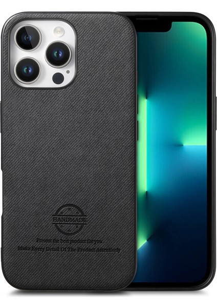 iPhone 13 Pro Kumaş Doku Deri + Pc + Tpu Düşmeyi Önleyici Telefon Kapağı (Yurt Dışından)