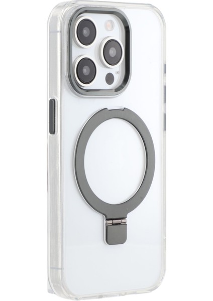 iPhone 15 Pro Kickstand Tpu + Pc Magsafe ile Uyumlu Şeffaf Telefon Kapağı (Yurt Dışından)