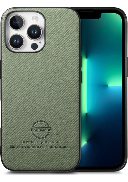 iPhone 13 Pro Kumaş Doku Deri + Pc + Tpu Düşmeyi Önleyici Telefon Kapağı (Yurt Dışından)