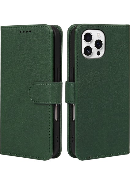 iPhone 16 Pro Max Deri Kılıf Cüzdan Standı Manyetik Kapatmalı Telefon Kapağı (Yurt Dışından)